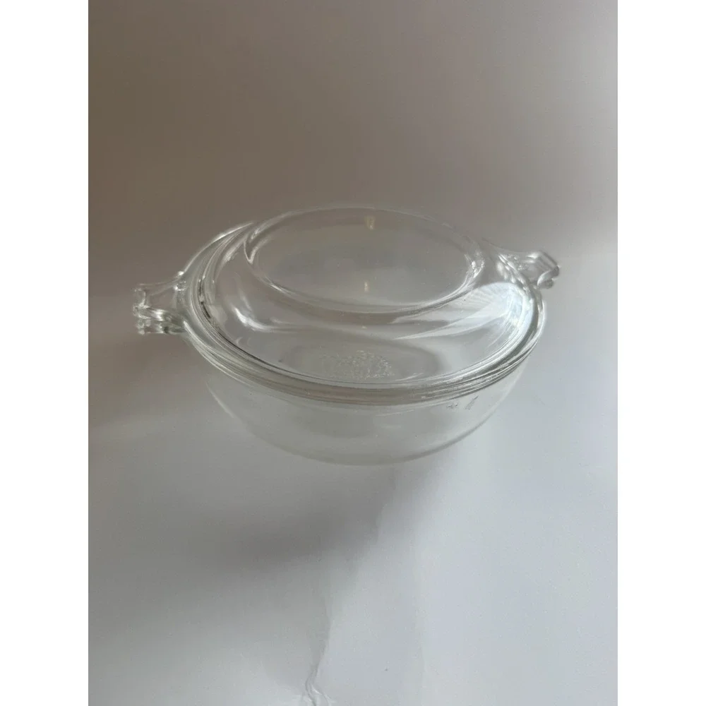 Vintage PYREX 019 Clear 20 oz/600ml Baking Casserole Dish with Handles+Lid